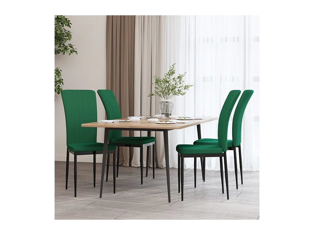 Chaises à manger lot de 4 Vert foncé Velours