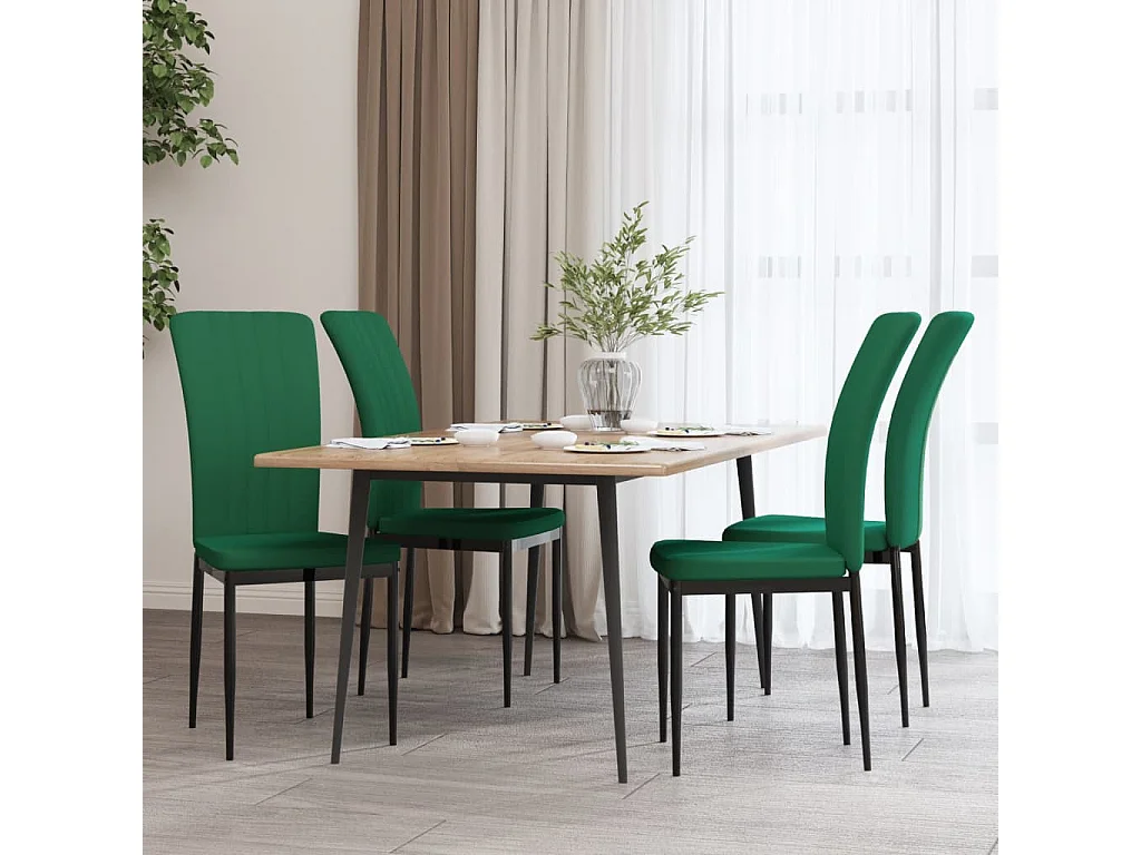 Sedie da Pranzo 4 pz Verde Scuro in Velluto