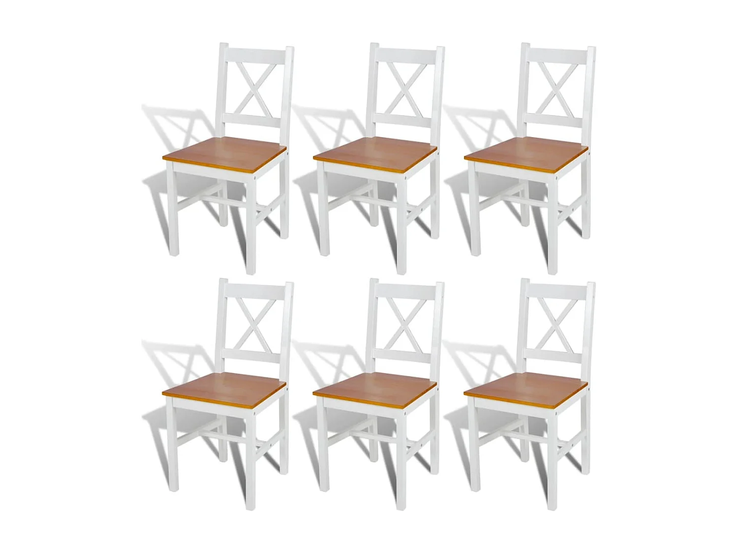Sillas de comedor 6 unidades madera de pino blanco