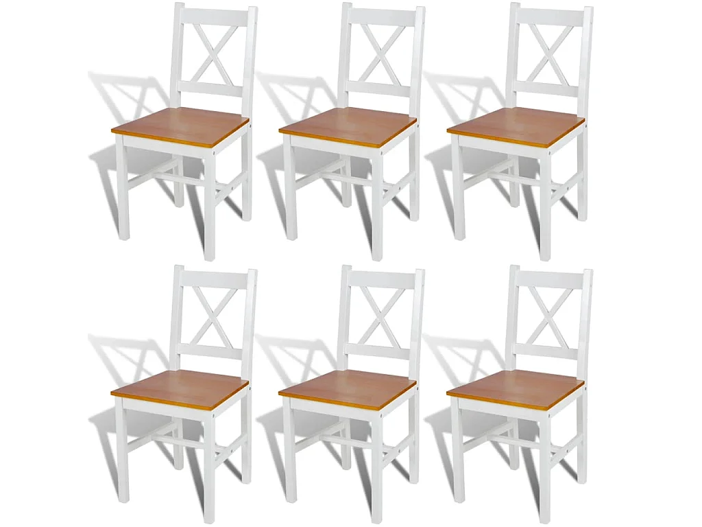 Chaises à manger lot de 6 blanc pinède