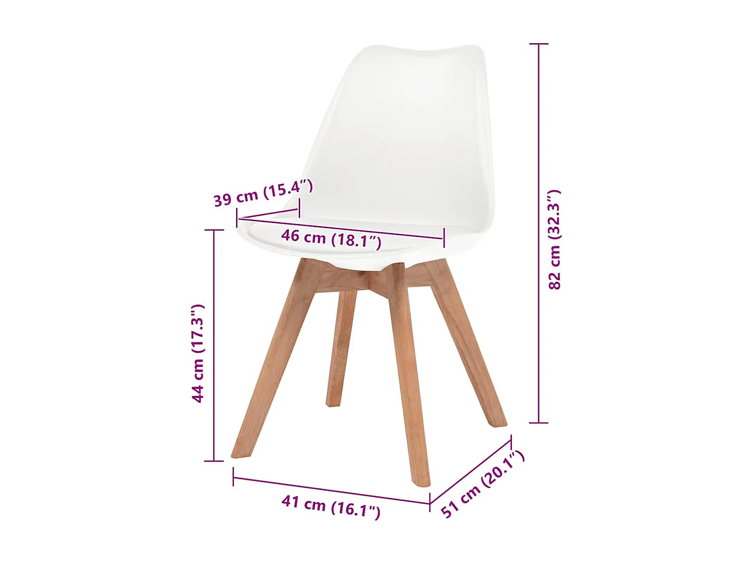 Sillas de comedor 4 unidades plástico blanco