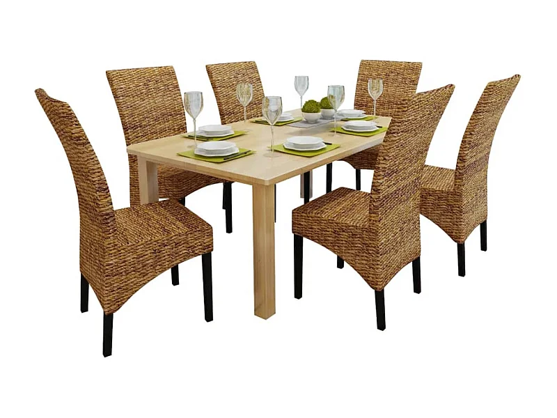 Sillas de comedor 6 unidades madera maciza de mango y abacá