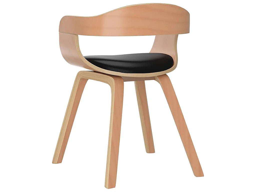 Chaise à manger Noir Bois courbé et similicuir