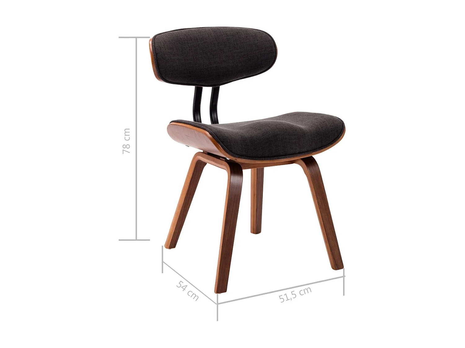 Chaises à manger lot de 6 gris bois courbé et tissu