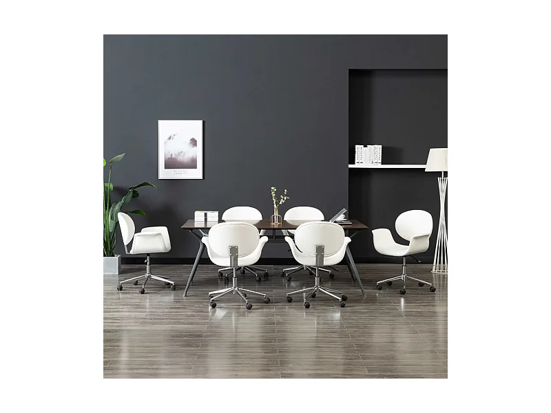 Sillas de comedor giratorias 6 unidades cuero sintético blanco