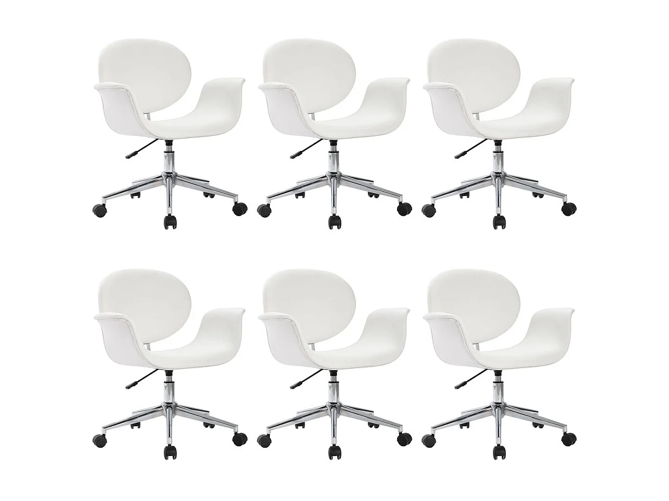 Chaises pivotantes à manger lot de 6 blanc similicuir