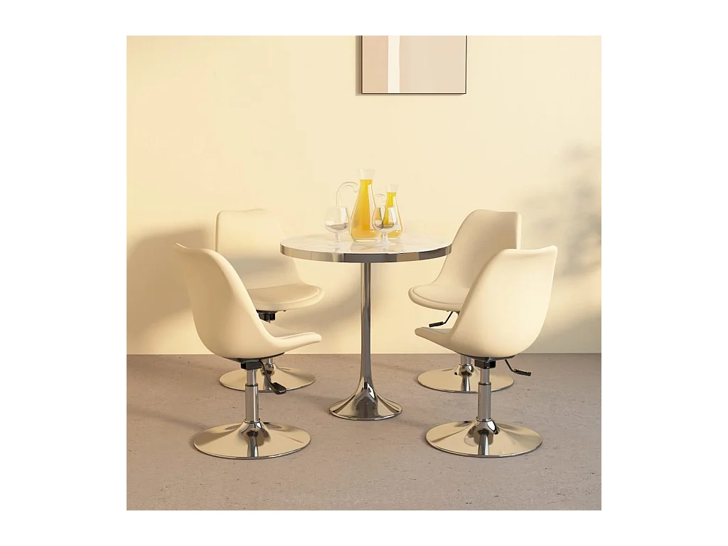 Chaises pivotantes à manger lot de 4 Crème Tissu