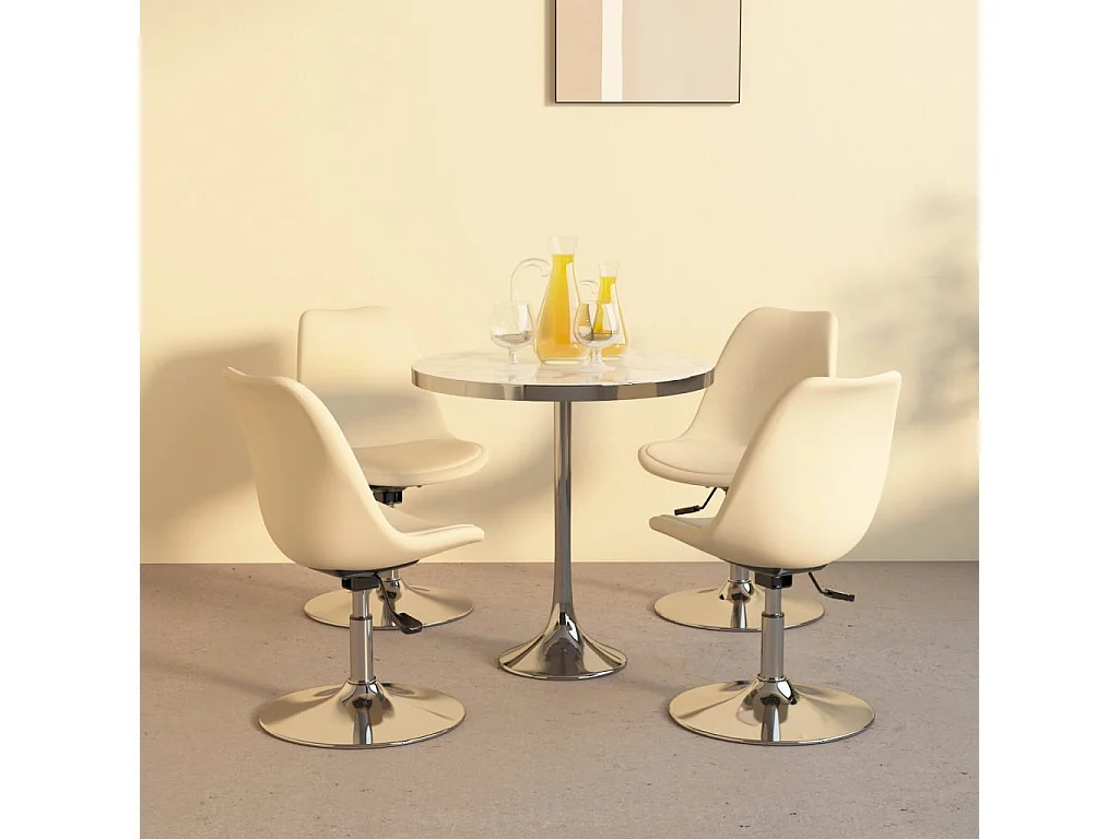 Chaises pivotantes à manger lot de 4 Crème Tissu