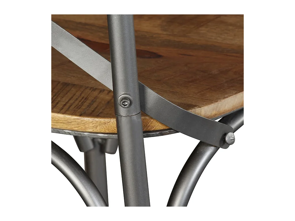 Eetkamerstoelen massief mangohout en stalen rugleuning 4 st