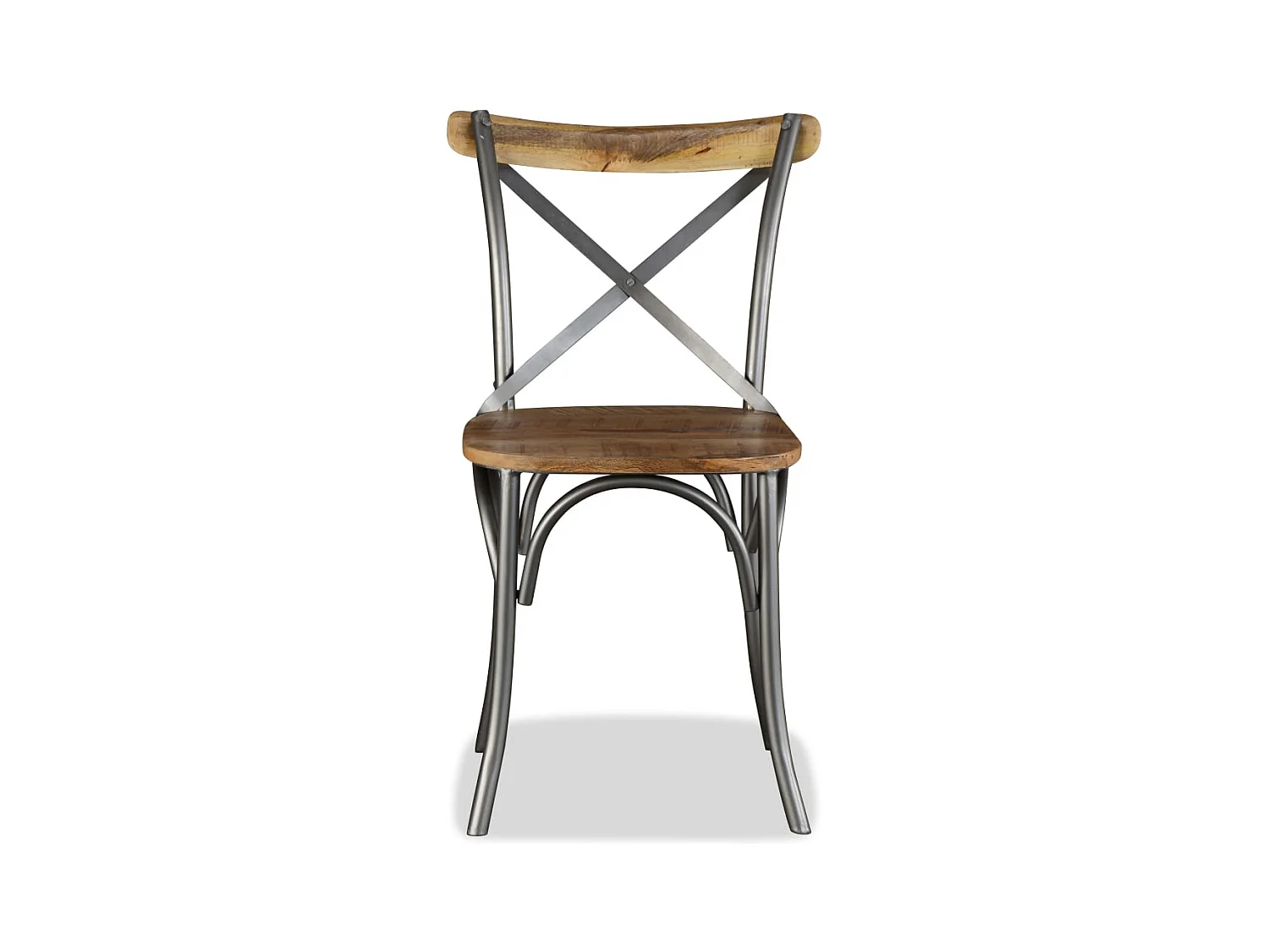 Eetkamerstoelen massief mangohout en stalen rugleuning 4 st