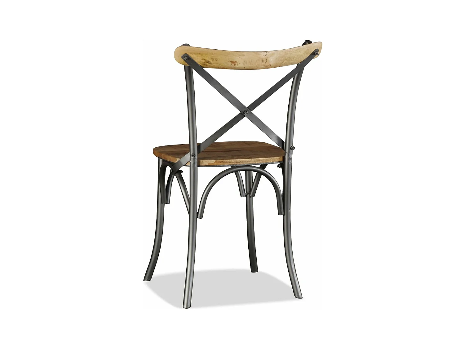 Eetkamerstoelen massief mangohout en stalen rugleuning 4 st