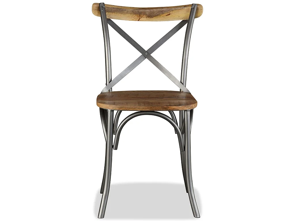 Eetkamerstoelen massief mangohout en stalen rugleuning 4 st