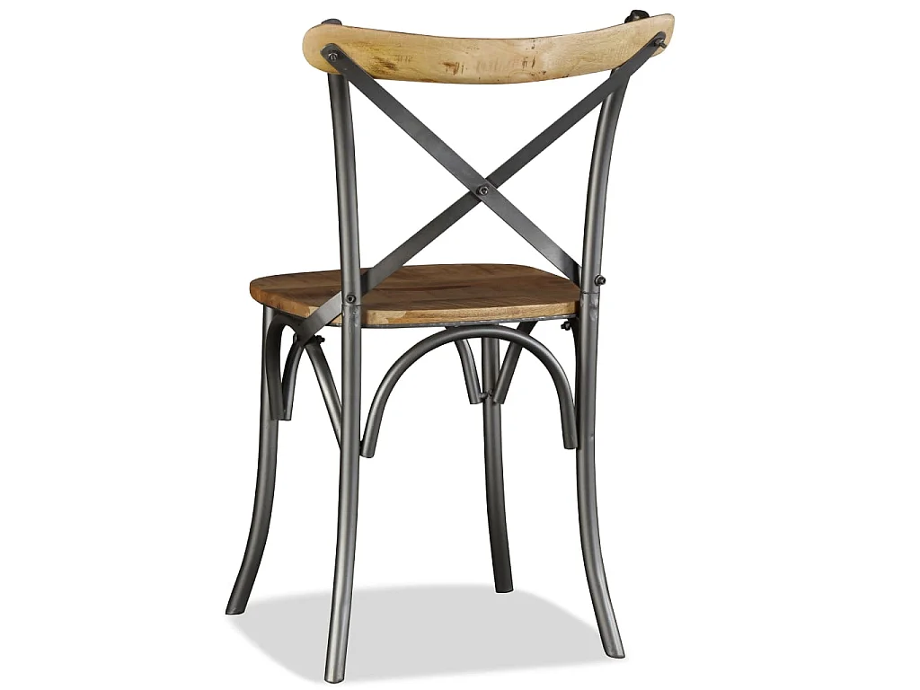 Eetkamerstoelen massief mangohout en stalen rugleuning 4 st