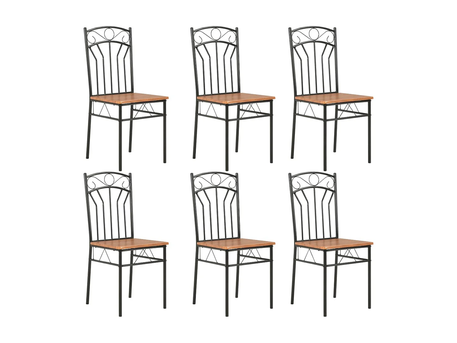 Chaises à manger lot de 6 marron MDF