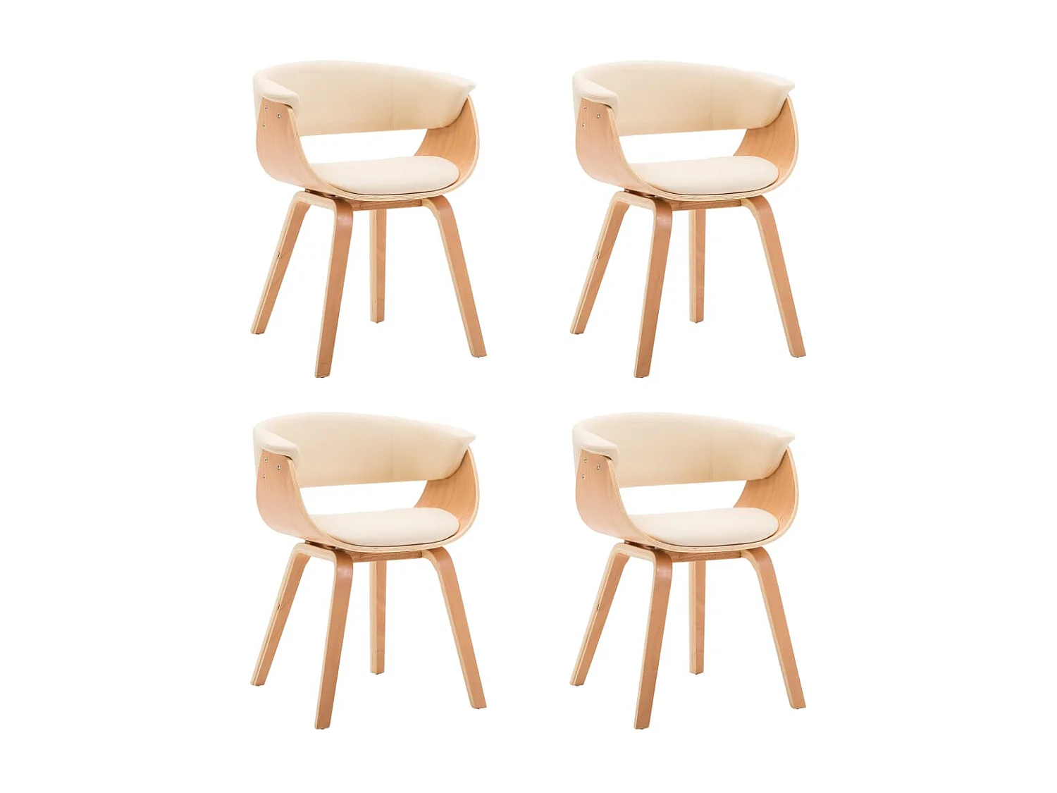 Chaises à manger lot de 4 crème bois courbé et similicuir