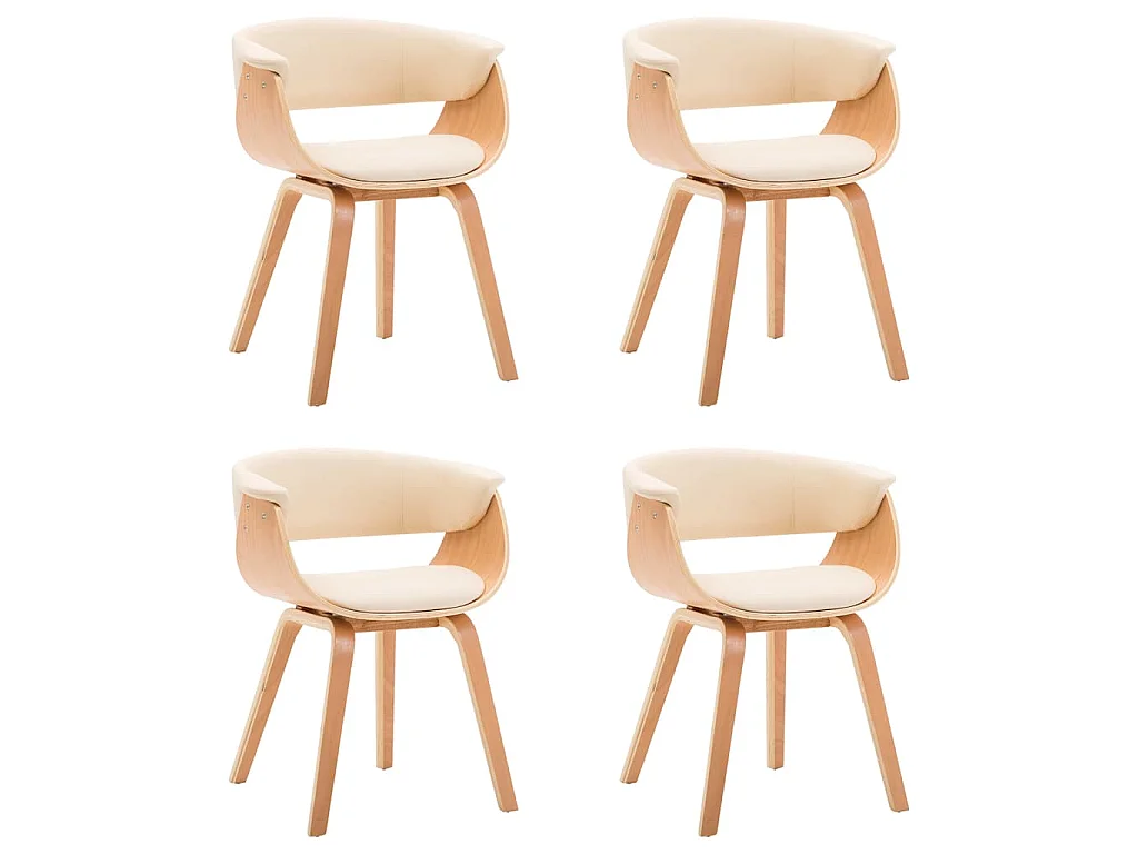 Chaises à manger lot de 4 crème bois courbé et similicuir