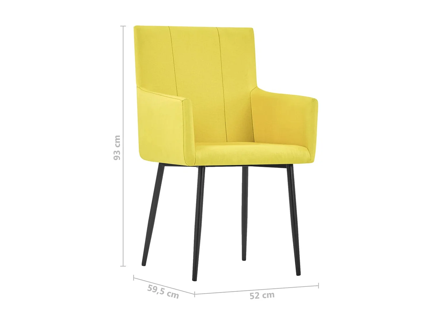 Cadeiras de jantar com apoio de braços 2 pcs tecido amarelo