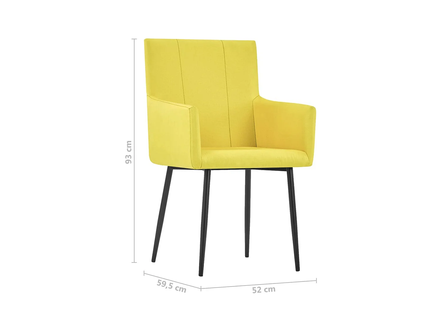 Cadeiras de jantar com apoio de braços 2 pcs tecido amarelo