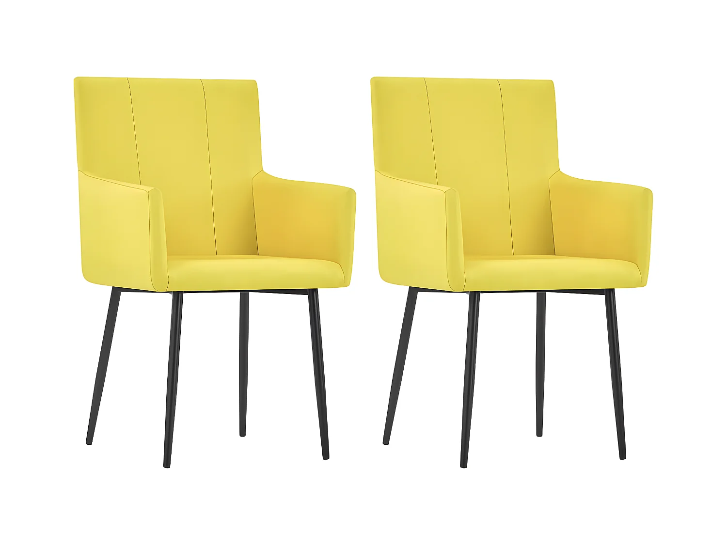 Cadeiras de jantar com apoio de braços 2 pcs tecido amarelo
