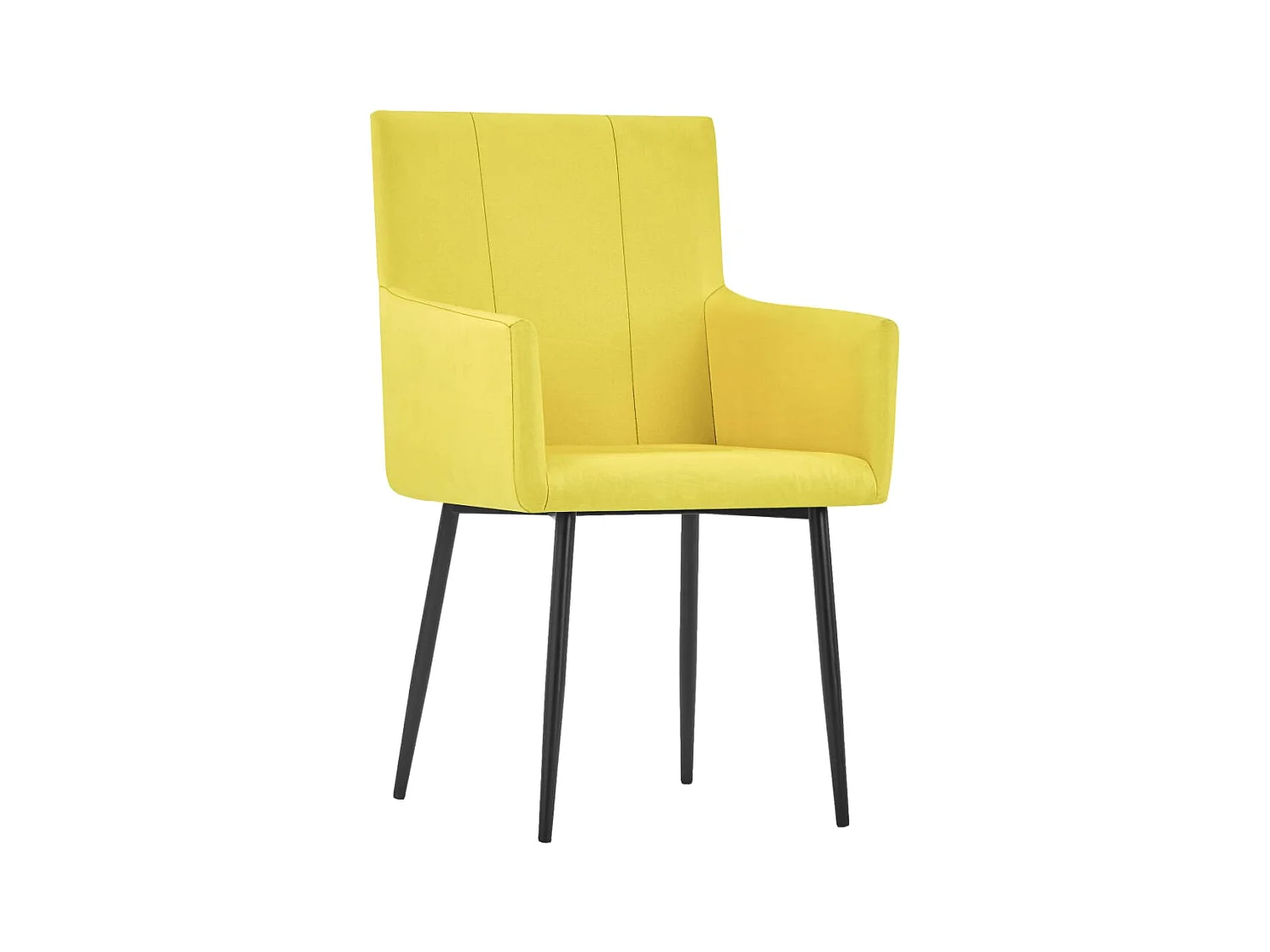 Cadeiras de jantar com apoio de braços 2 pcs tecido amarelo