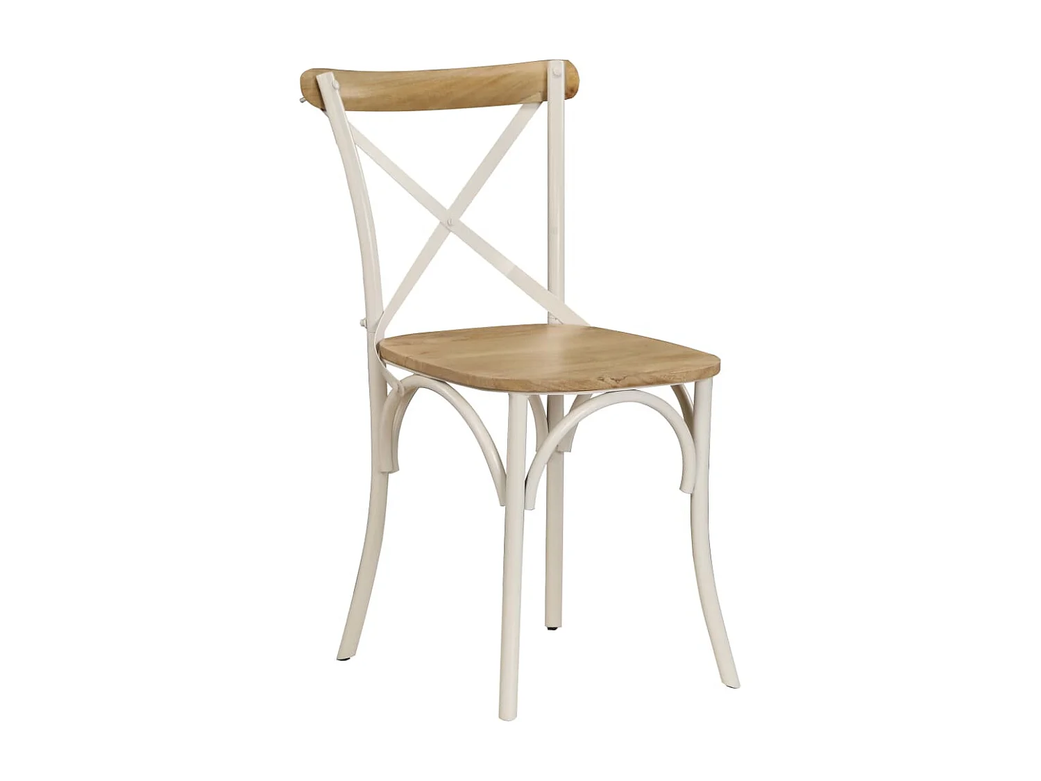 Chaises à dossier croisé lot de 4 blanc bois de manguier massif