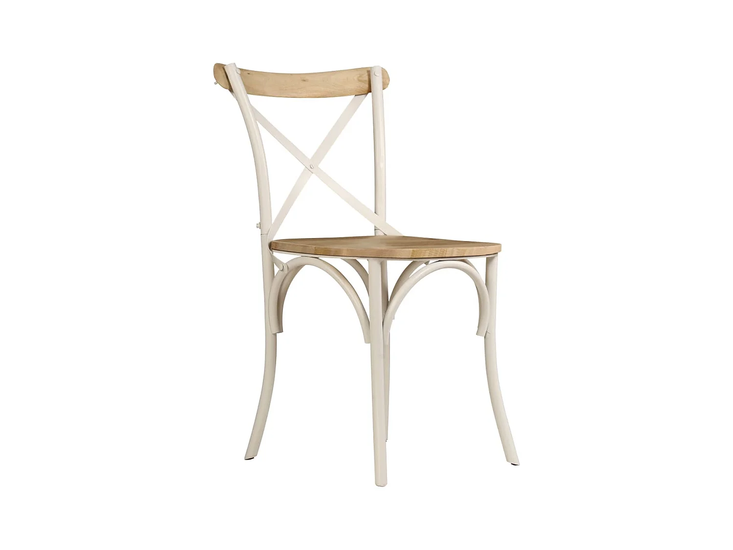Kruisstoelen 4 st massief mangohout wit