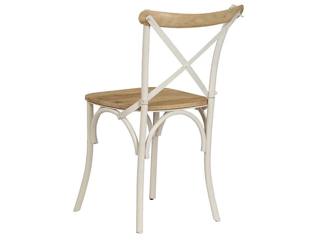 Chaises à dossier croisé lot de 4 blanc bois de manguier massif