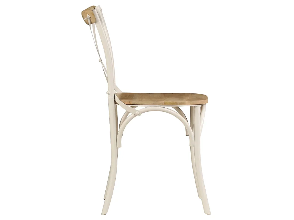 Chaises à dossier croisé lot de 4 blanc bois de manguier massif
