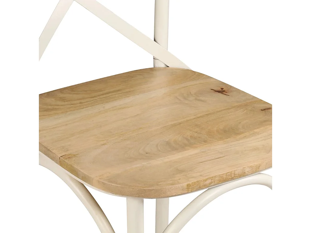 Chaises à dossier croisé lot de 4 blanc bois de manguier massif