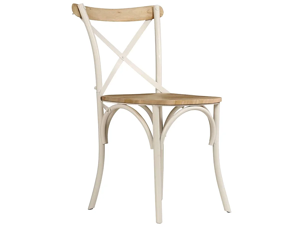 Kruisstoelen 4 st massief mangohout wit