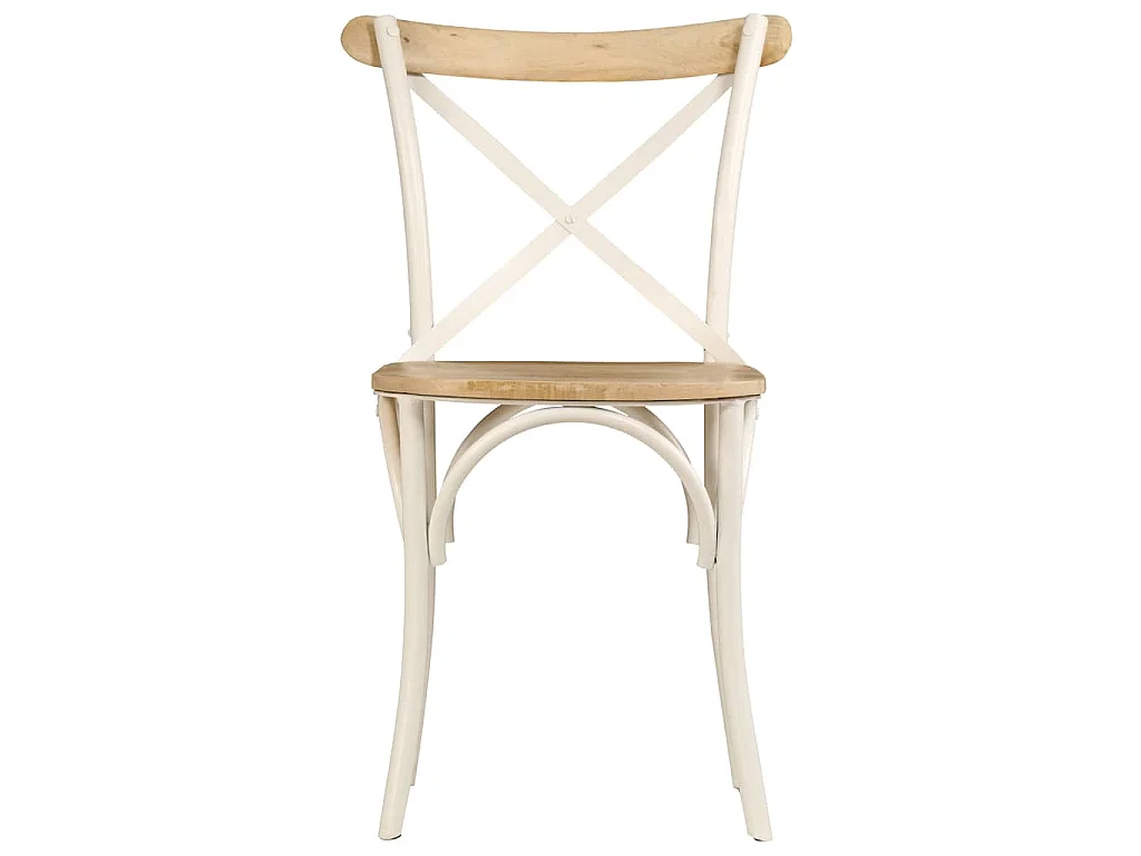 Kruisstoelen 4 st massief mangohout wit