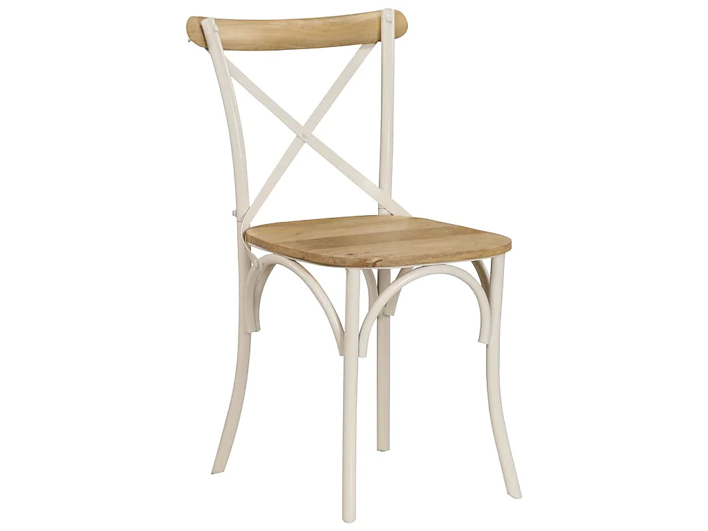 Kruisstoelen 4 st massief mangohout wit