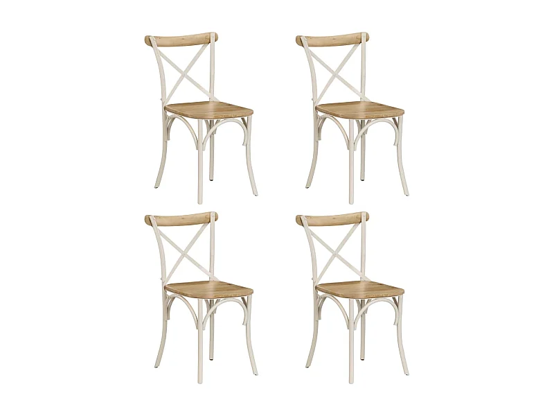 Cadeiras costas em cruz 4 pcs madeira mangueira maciça branco