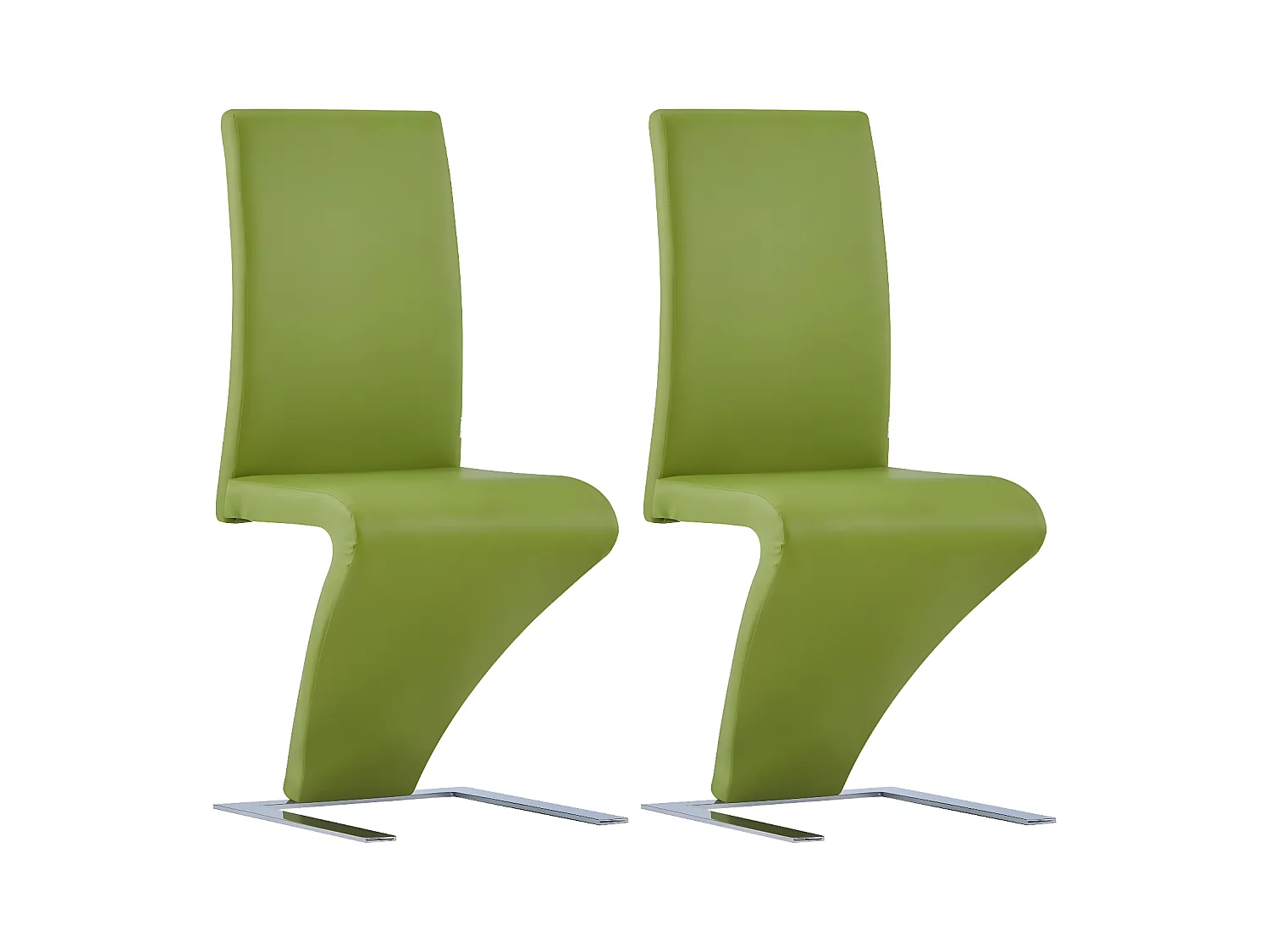 Chaises à manger avec forme de zigzag lot de 2 vert similicuir