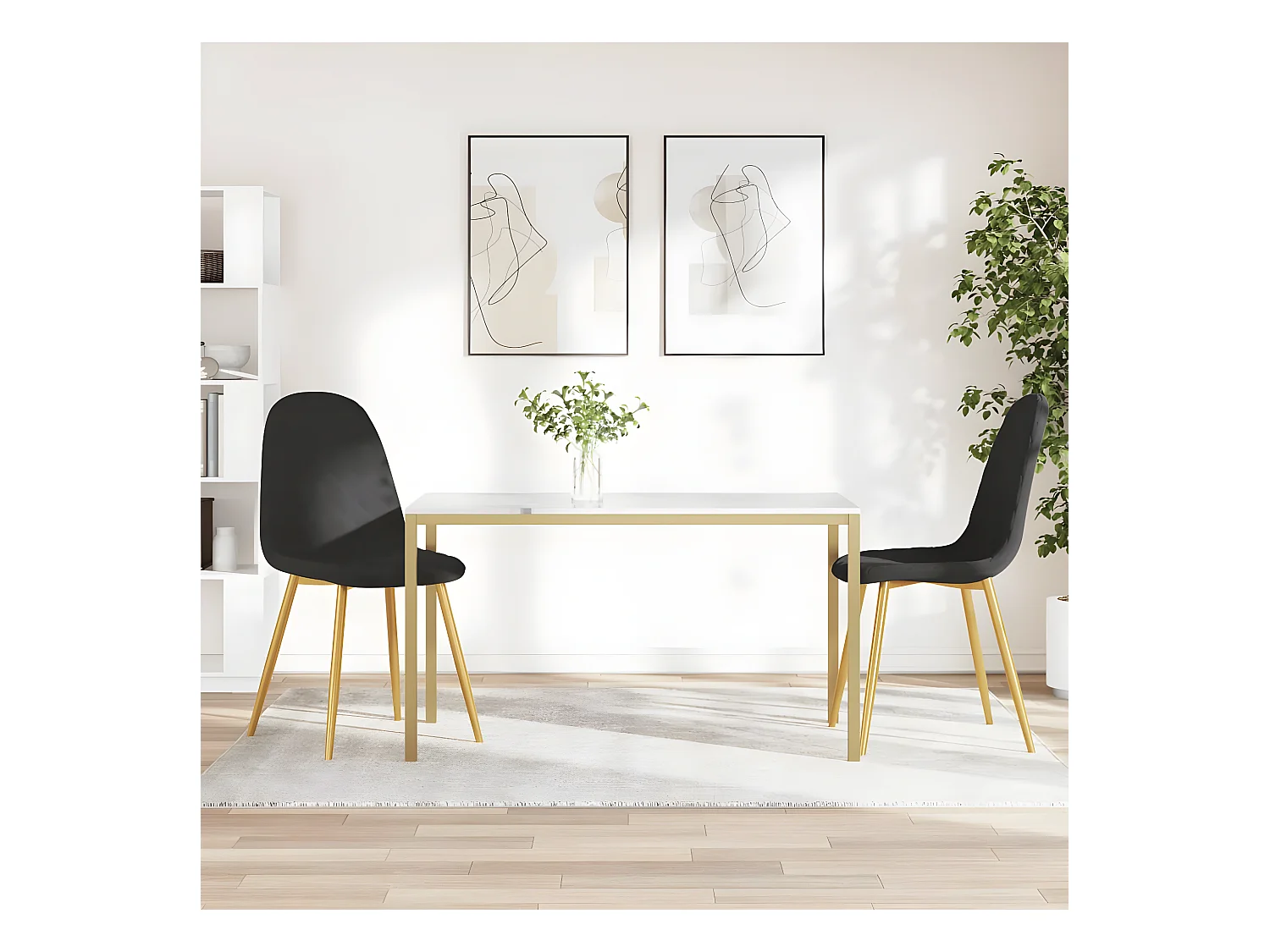 Eetkamerstoelen 2 st fluweel zwart