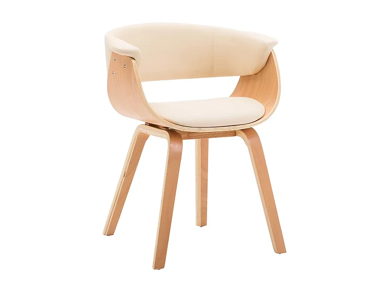 Sedia da Pranzo in Legno Piegato e Similpelle Crema