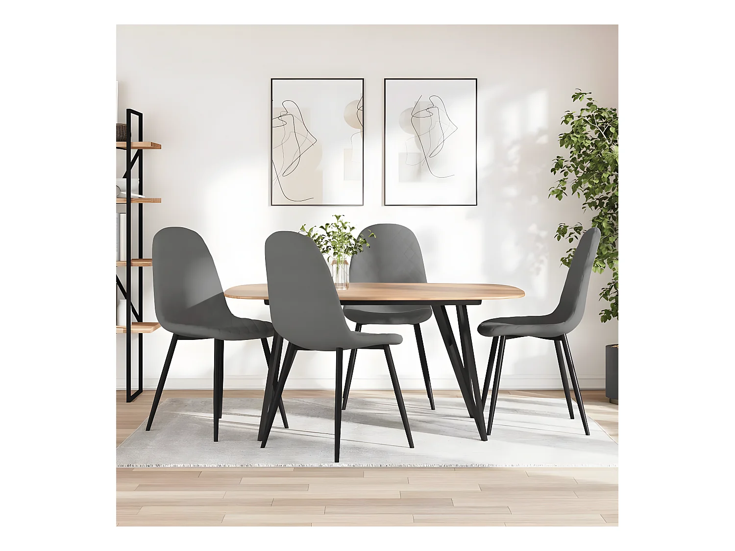 Chaises à manger lot de 4 Gris clair Velours