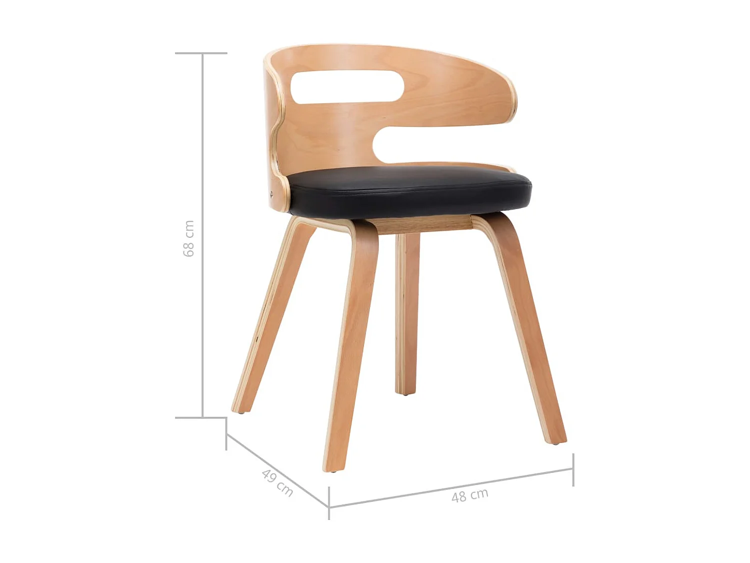 Sedie da Pranzo 4 pz Nere in Legno Piegato e Similpelle