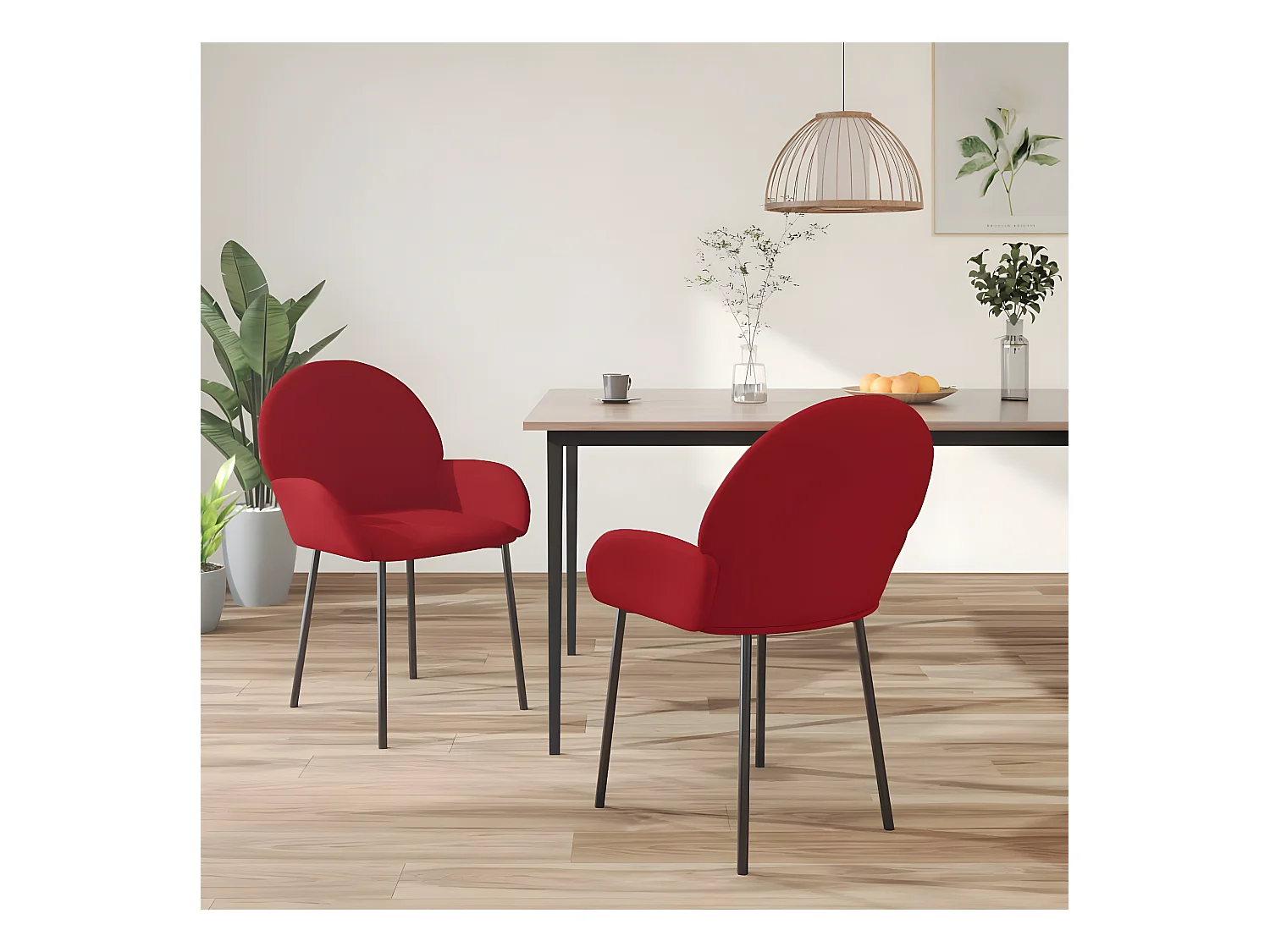 Chaises à manger lot de 2 Rouge bordeaux Velours