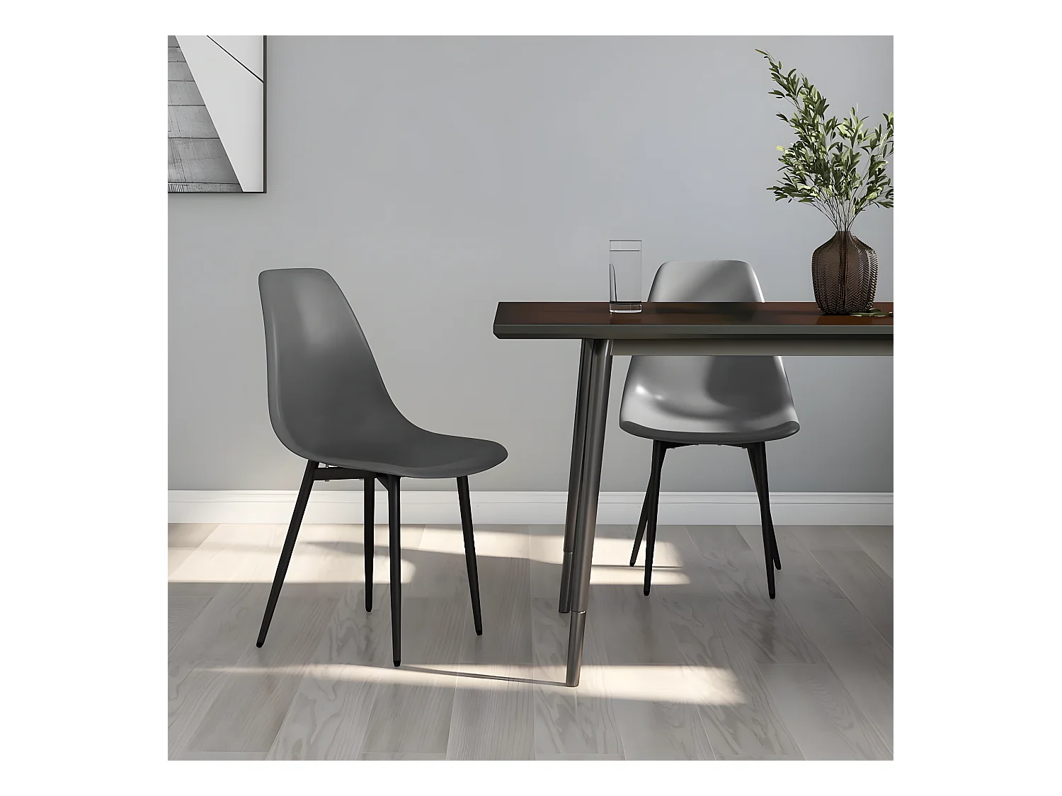 Eetkamerstoelen 2 st PP grijs