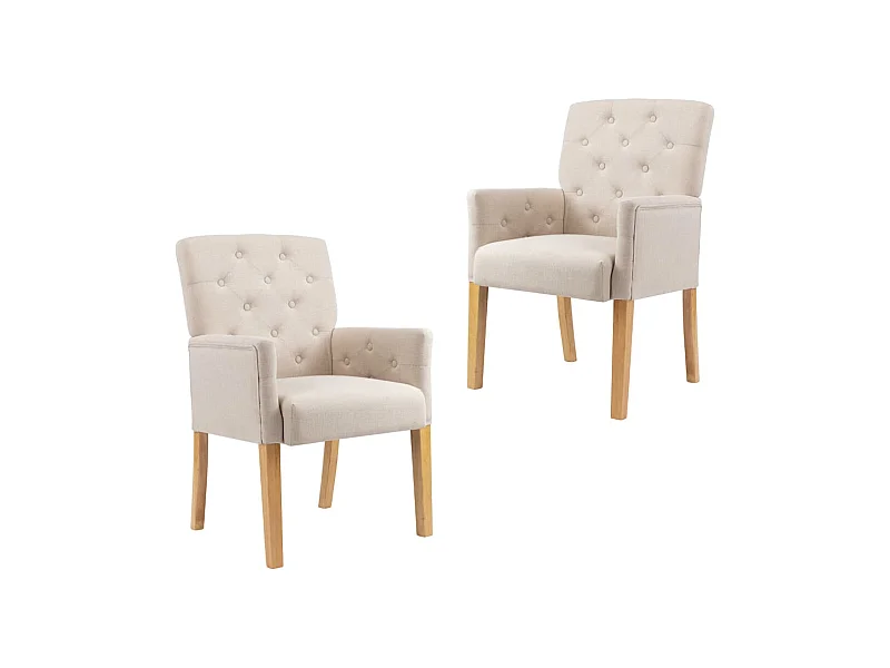 Chaises à manger avec accoudoirs lot de 2 beige tissu