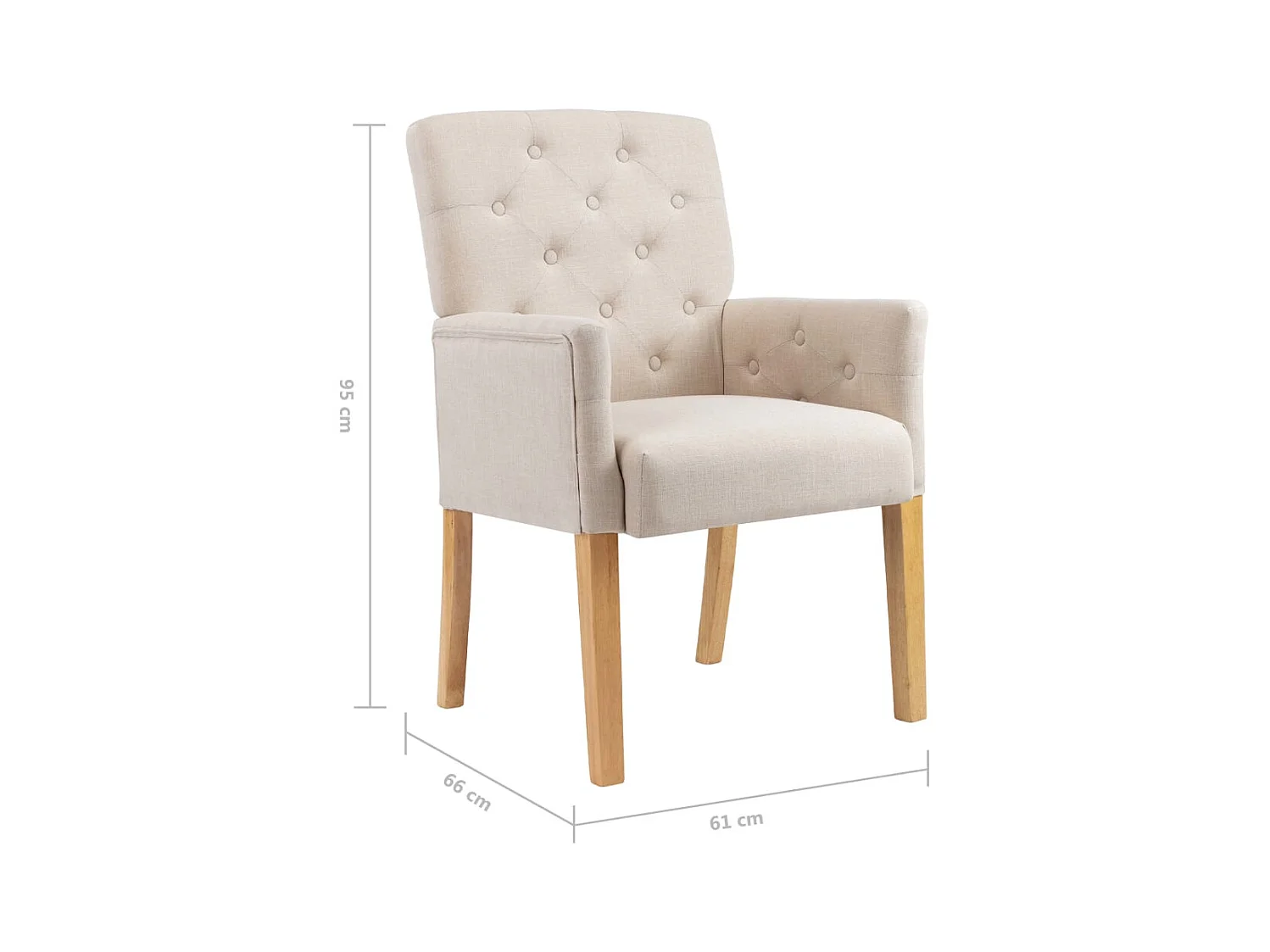 Chaises à manger avec accoudoirs lot de 2 beige tissu