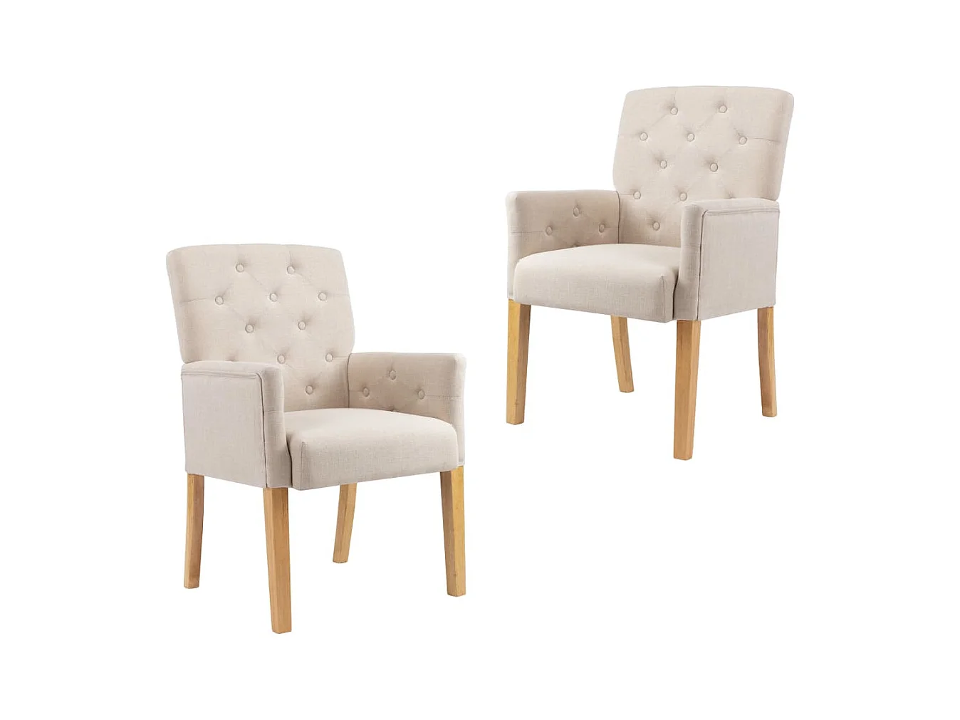 Sedie da Pranzo con Braccioli 2 pz Beige in Tessuto