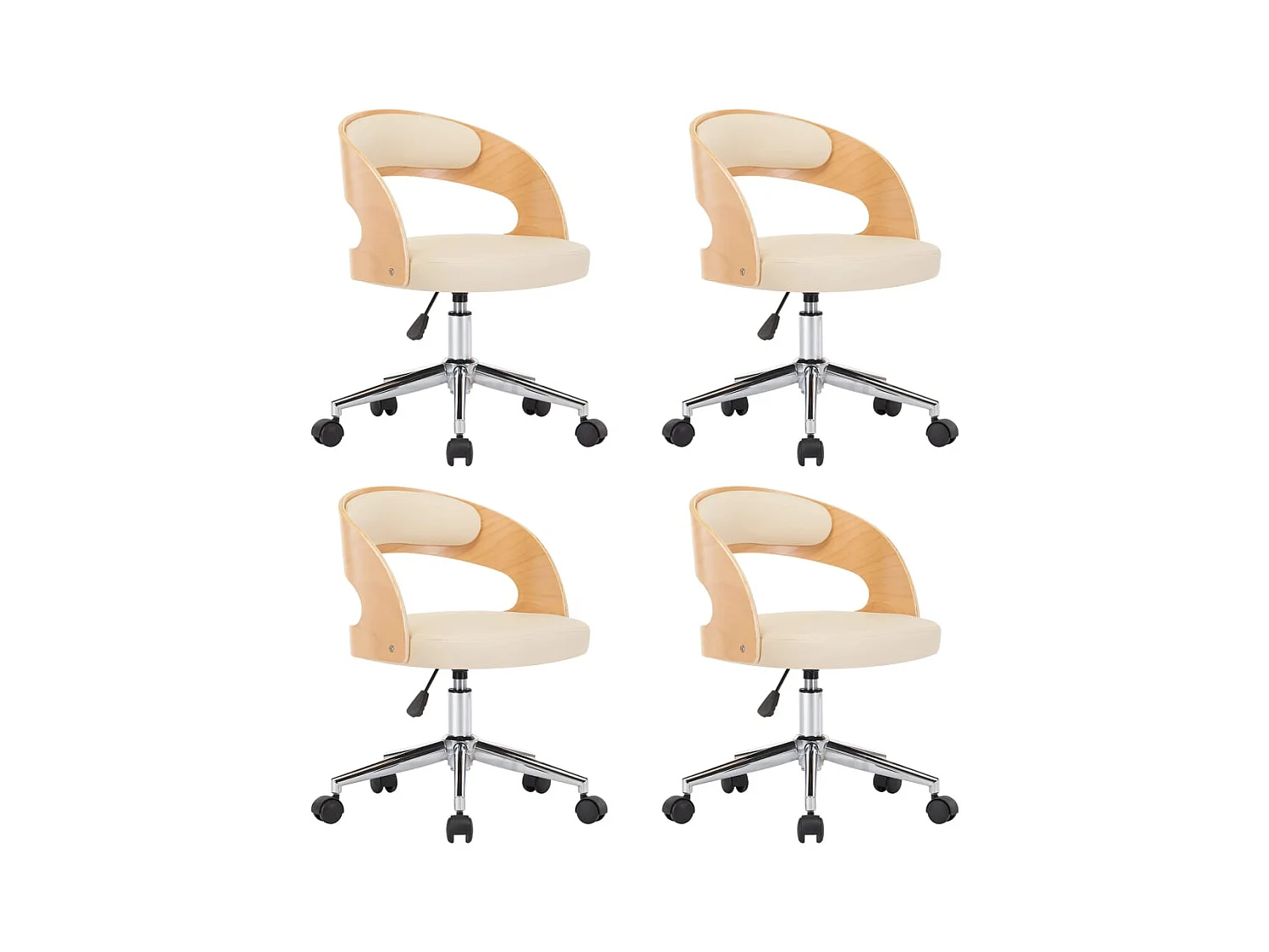 Chaises pivotantes à manger lot de 4 bois courbé et similicuir