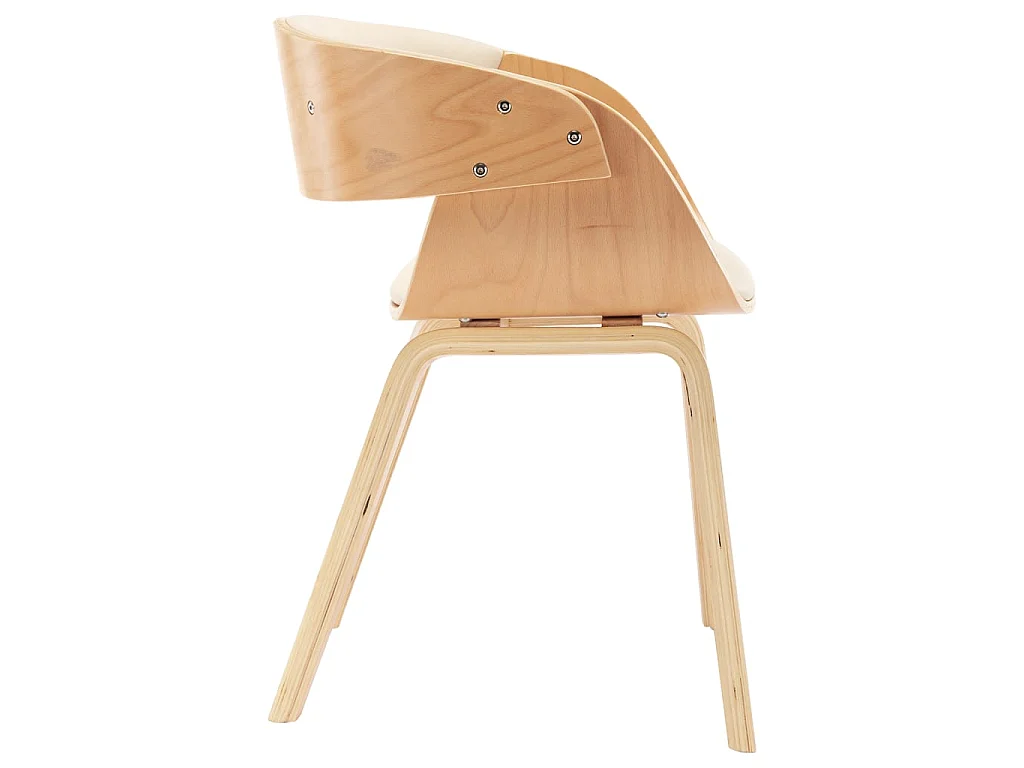 Sedie da Pranzo 4 pz in Legno Curvato e Similpelle Crema