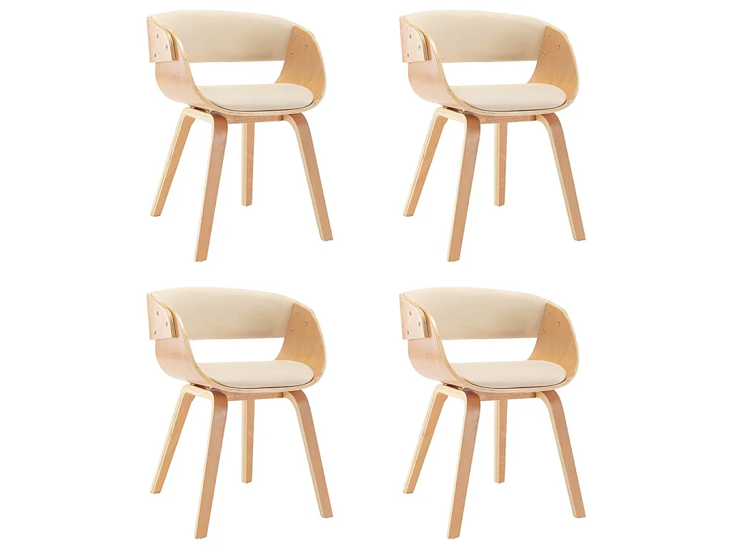 Chaises à manger lot de 4 crème bois courbé et similicuir