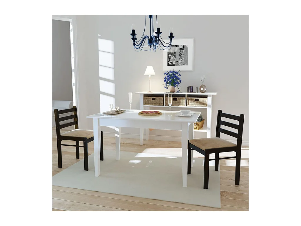 Eetkamerstoelen 2 st massief rubberwood en fluweel bruin