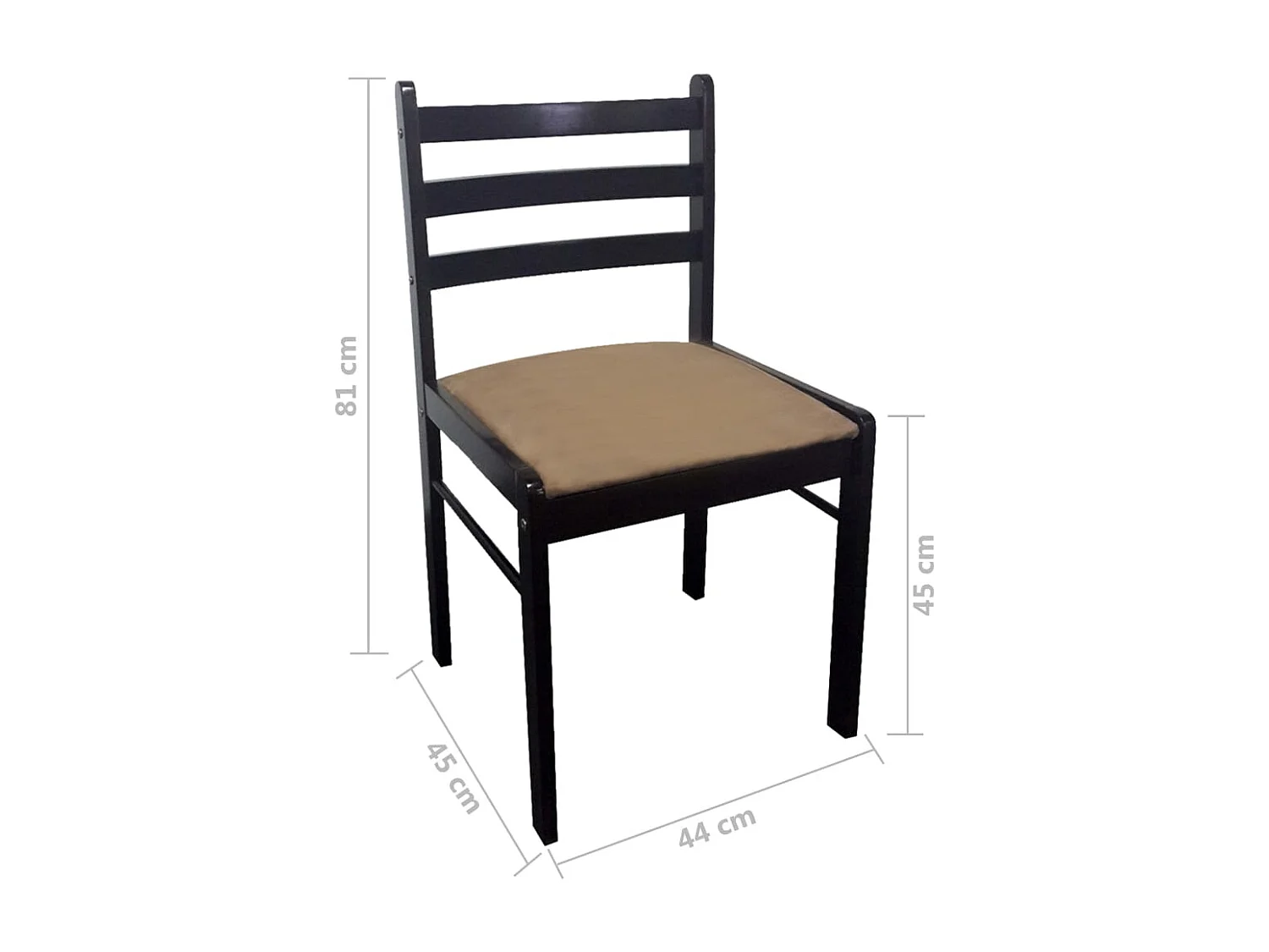 Chaises à manger lot de 2 marron hévéa solide et velours