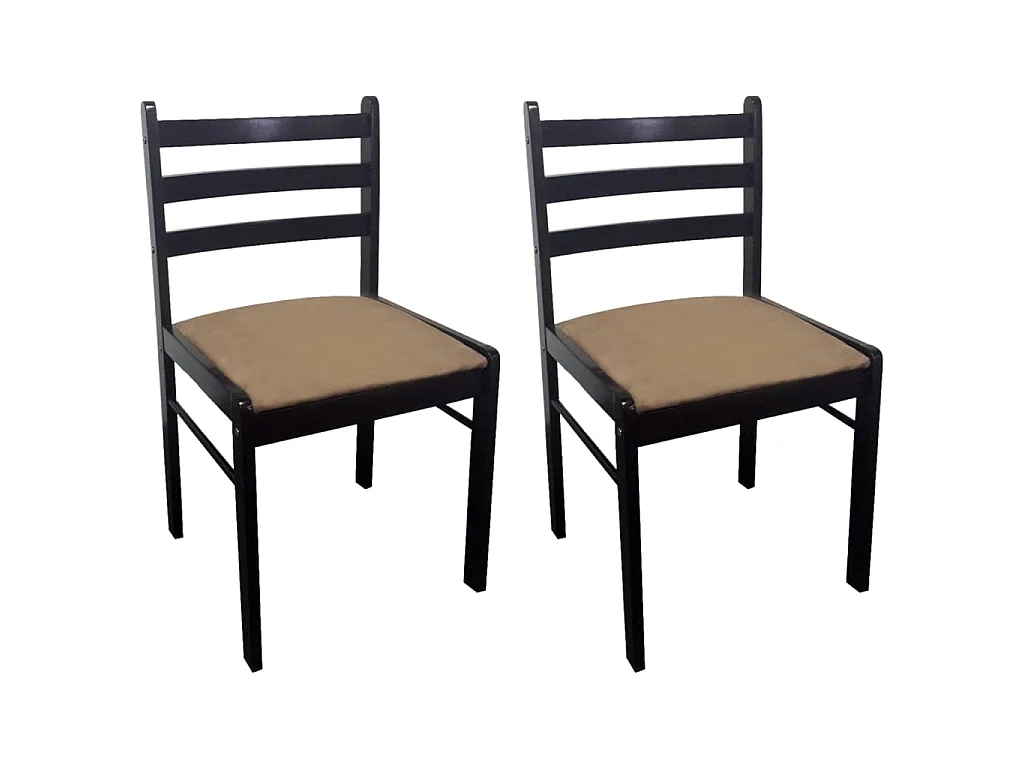 Chaises à manger lot de 2 marron hévéa solide et velours