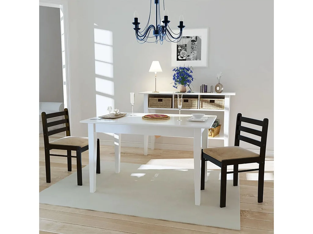 Chaises à manger lot de 2 marron hévéa solide et velours